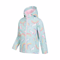 Mountain Warehouse Childrens/Kids Exodus II Unicorn And Rainbow Water Resistant Soft Shell Jacket - 9-10 Years, Mint