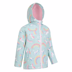 Mountain Warehouse Childrens/Kids Exodus II Unicorn And Rainbow Water Resistant Soft Shell Jacket - 9-10 Years, Mint