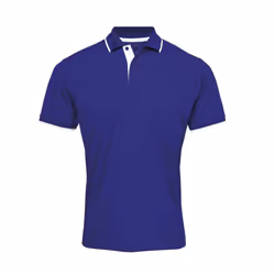 Premier Mens Coolchecker Contrast Pique Polo Shirt - M, Royal Blue/White