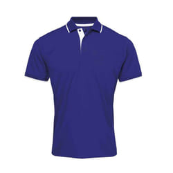 Premier Mens Coolchecker Contrast Pique Polo Shirt - M, Royal Blue/White