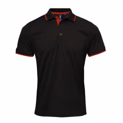 Premier Mens Coolchecker Contrast Pique Polo Shirt - XXL, Black/Red