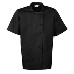 Premier Mens Short-Sleeved Chef Jacket - XL, Black