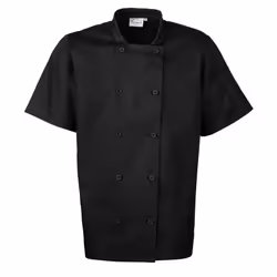 Premier Mens Short-Sleeved Chef Jacket - XS, Black
