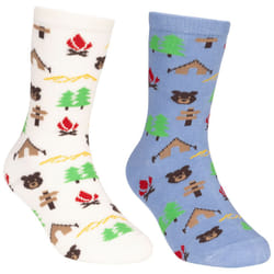 Trespass Childrens/Kids Camping Socks (Pack of 2) - 12 UK Child-3 UK, Blue/Cream