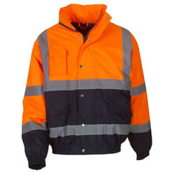 Yoko Unisex Adult Two Tone Hi-Vis Bomber Jacket - 3XL, Orange/Navy