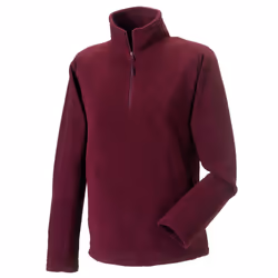 Russell Mens Quarter Zip Fleece Top - S, Burgundy