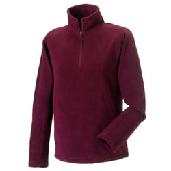 Russell Mens Quarter Zip Fleece Top - S, Burgundy