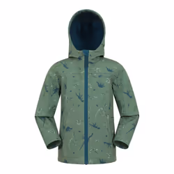 Mountain Warehouse Childrens/Kids Exodus II Dinosaurs Water Resistant Soft Shell Jacket - 9-10 Years, Green