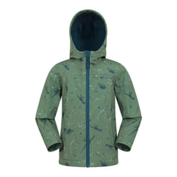 Mountain Warehouse Childrens/Kids Exodus II Dinosaurs Water Resistant Soft Shell Jacket - 9-10 Years, Green