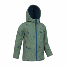 Mountain Warehouse Childrens/Kids Exodus II Dinosaurs Water Resistant Soft Shell Jacket - 9-10 Years, Green
