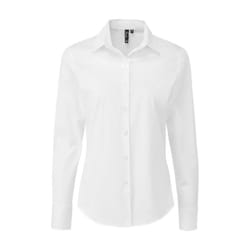 Premier Womens/Ladies Poplin Stretch Long-Sleeved Shirt - 12 UK, White