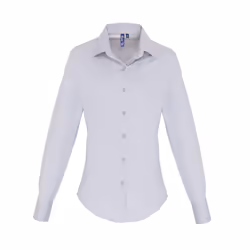 Premier Womens/Ladies Poplin Stretch Long-Sleeved Shirt - 16 UK, Silver