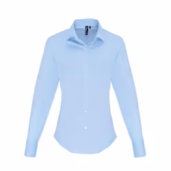 Premier Womens/Ladies Poplin Stretch Long-Sleeved Shirt - 12 UK, Pale Blue