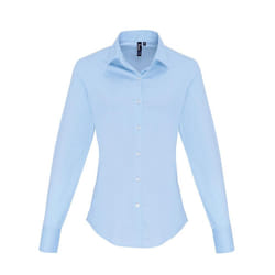 Premier Womens/Ladies Poplin Stretch Long-Sleeved Shirt - 12 UK, Pale Blue