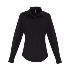 Premier Womens/Ladies Poplin Stretch Long-Sleeved Shirt - 20 UK, Black