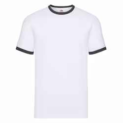 Fruit of the Loom Mens Ringer T-Shirt - L, White/Black