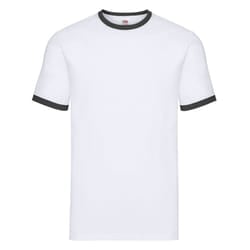 Fruit of the Loom Mens Ringer T-Shirt - L, White/Black