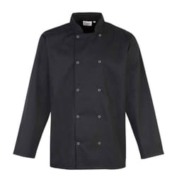 Premier Unisex Adult Stud Front Long-Sleeved Chef Jacket - M, Black