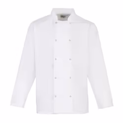 Premier Unisex Adult Stud Front Long-Sleeved Chef Jacket - XL, White