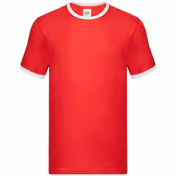 Fruit of the Loom Mens Ringer Contrast T-Shirt - L, Red/White