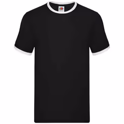 Fruit of the Loom Mens Ringer Contrast T-Shirt - XXL, Black/White