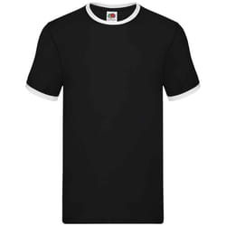 Fruit of the Loom Mens Ringer Contrast T-Shirt - XXL, Black/White