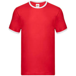 Fruit of the Loom Mens Ringer Contrast T-Shirt - 3XL, Red/White