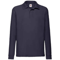 Fruit Of The Loom Childrens/Kids Long Sleeve Pique Polo Shirt - 12-13 Years, Deep Navy