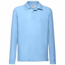 Fruit Of The Loom Childrens/Kids Long Sleeve Pique Polo Shirt - 14-15 Years, Sky Blue