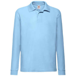 Fruit Of The Loom Childrens/Kids Long Sleeve Pique Polo Shirt - 14-15 Years, Sky Blue