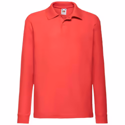 Fruit Of The Loom Childrens/Kids Long Sleeve Pique Polo Shirt - 12-13 Years, Red