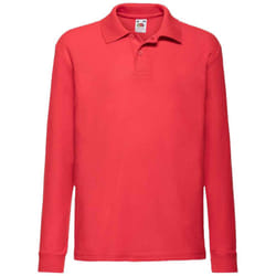 Fruit Of The Loom Childrens/Kids Long Sleeve Pique Polo Shirt - 12-13 Years, Red