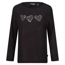Regatta Womens/Ladies Carlene Hearts Long-Sleeved T-Shirt - 8 UK, Black