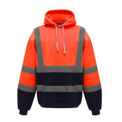 Yoko Mens Hi-Vis Pullover Hoodie - 3XL, Orange/Navy