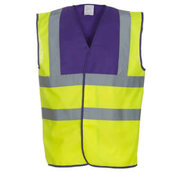 Yoko Mens Band & Brace Hi-Vis Waistcoat - XXL, Purple/Yellow
