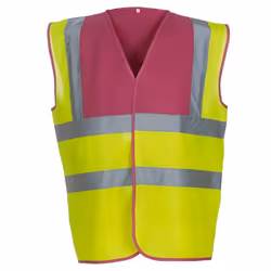 Yoko Mens Band & Brace Hi-Vis Waistcoat - 3XL, Raspberry/Yellow