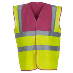 Yoko Mens Band & Brace Hi-Vis Waistcoat - M, Raspberry/Yellow