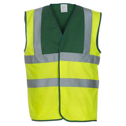 Yoko Mens Band & Brace Hi-Vis Waistcoat - XXL, Paramedic Green/Yellow