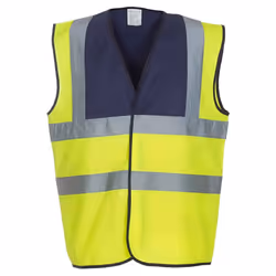 Yoko Mens Band & Brace Hi-Vis Waistcoat - XXL, Navy/Yellow