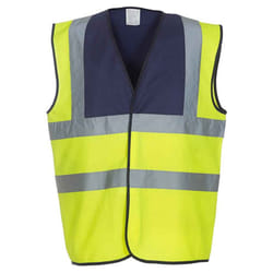 Yoko Mens Band & Brace Hi-Vis Waistcoat - XXL, Navy/Yellow
