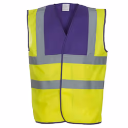 Yoko Mens Band & Brace Hi-Vis Waistcoat - M, Purple/Yellow