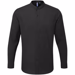Premier Adults Unisex Long Sleeve Grandad Shirt - XS, Black