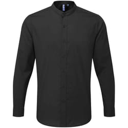 Premier Adults Unisex Long Sleeve Grandad Shirt - XS, Black