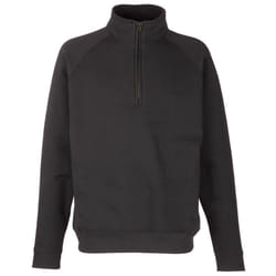 Fruit of the Loom Adults Unisex Classic Zip Neck Sweatshirt - S, Black
