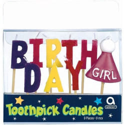 Amscan Girl Birthday Pick Candles (Pack of 9)