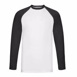 Fruit of the Loom Mens Contrast Long-Sleeved Baseball T-Shirt - XL, White/Black