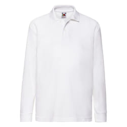 Fruit of the Loom Childrens/Kids 65/35 Plain Long-Sleeved Polo Shirt - 3-4 Years, White