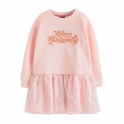 Disney Princess Girls Logo Glitter Casual Dress - 7-8 Years, Pink