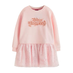 Disney Princess Girls Logo Glitter Casual Dress - 7-8 Years, Pink