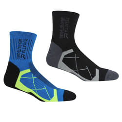 Regatta Mens Active Outdoor Socks (Pack of 2) - 6 UK-8 UK, Black/Hawaiian Blue